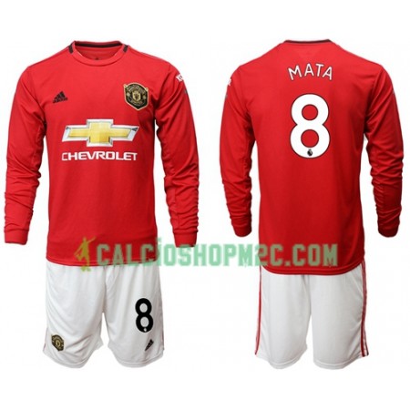 Manchester United Mata 8 Bambino Maglia Prima 2019/2020 Manica Lunga (+ Pantaloncini)